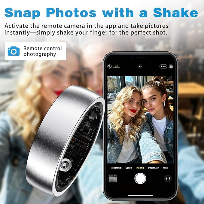 S SECRETTOP Fitness Tracker Ring for Women Men - Smart Ring with Heart Rate, Blood Oxygen, Sleep Tracker, IP68 Waterproof Activity Tracker (Silver 8)