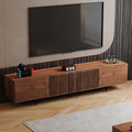 gaoyangjiaju 94.48" Mid-Century Modern TV Stand, Walnut Media Console with 4 Storage Cabinets, Entertainment Center for TVs up to 100 Inches, Ideal for Living Room or Bedroom