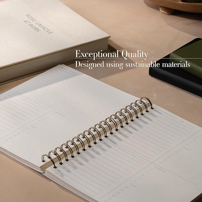 Anecdote 2026 Planner (8.5" x 10") Daily Planner Weekly Monthly Planner - 52 Weeks w/Library Buckram Cover, Brass Spiral - A4 Size Bleed-Resistant Paper – Red