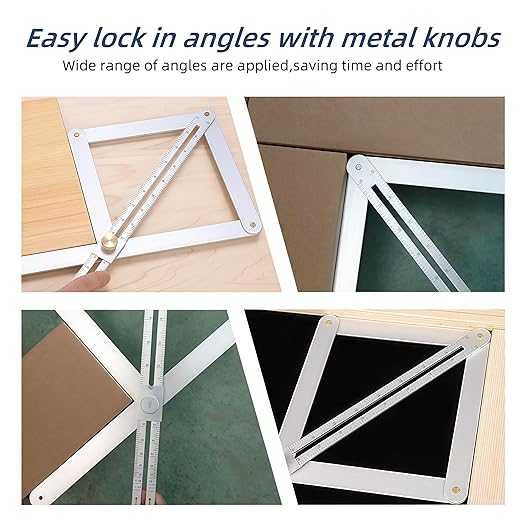 Premium Corner Angle Finder, Protractor Angle Finder Tool, Miter Angle Finder for Precise Cuts and Corner Measurements, Aluminum Alloy Build (Aluminum-Long)