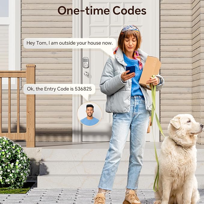 VCHOO Keyless Entry Door Lock Set WiFi Smart App Control Door Lock for Front Door Keypad Deadbolt with 2 Knobs Auto Lock One Time Codes Easy Install, Satin Nickel