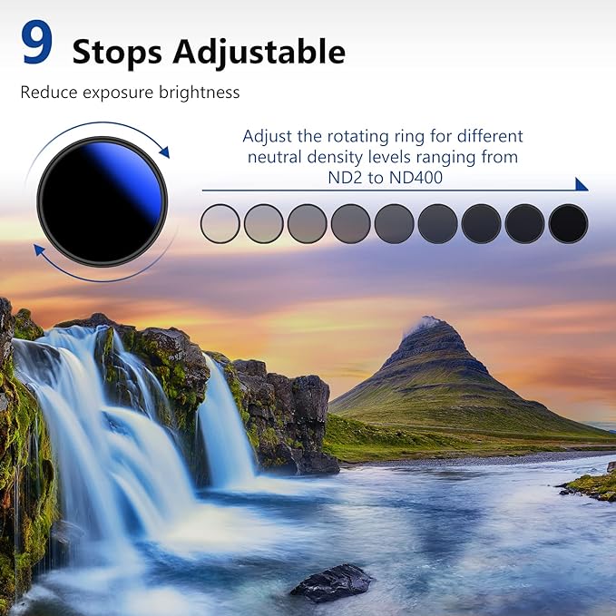 NEEWER 49mm Variable ND Filter ND2-ND400, Neutral Density Filter, Water and - Image 3