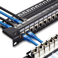 24 Port RJ45 Patch Panel Cat7 STP Feed Through, Coupler Network Panel 19 Inch by Lysymixs