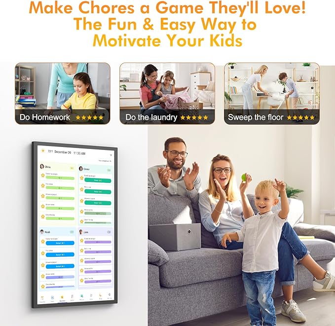 32" Smart Digital Frame Calendar-for-Family-Planner - Electronic Calendar for Business Chore Chart, Touchscreen Display for Family Schedules, Auto-Sync Google iCloud Outlook Calendars for Mom Dad