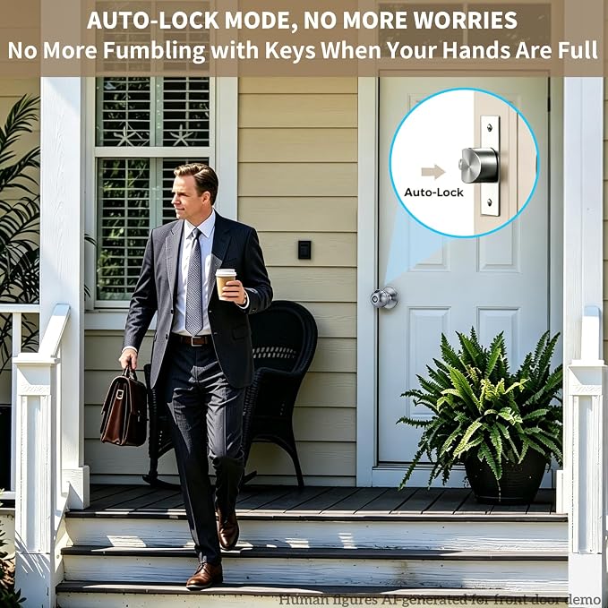 Fingerprint Door Lock, Self-Learning Biometric Smart Door Knob | 4 Modes - Image 4