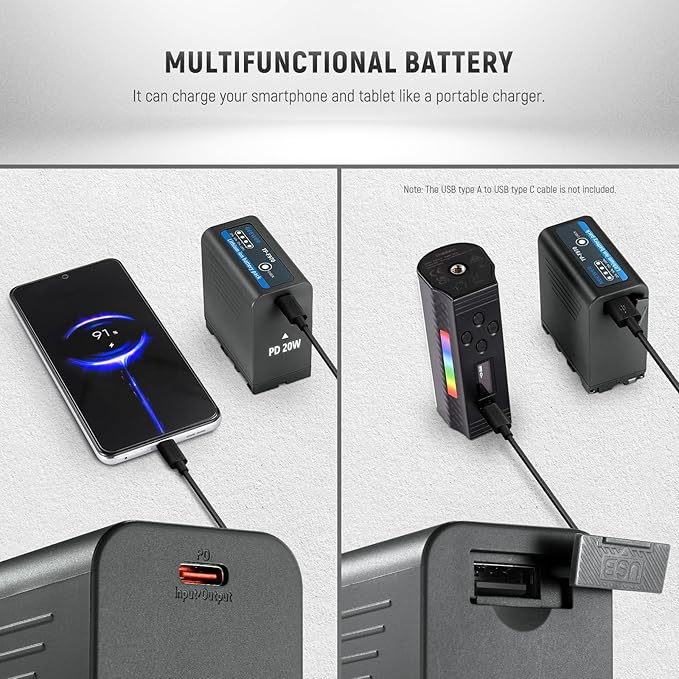 Neewer 2Pcs NP-F970 Replacement Battery, 7800mAh Rechargeable USB C, Compatible - Image 6