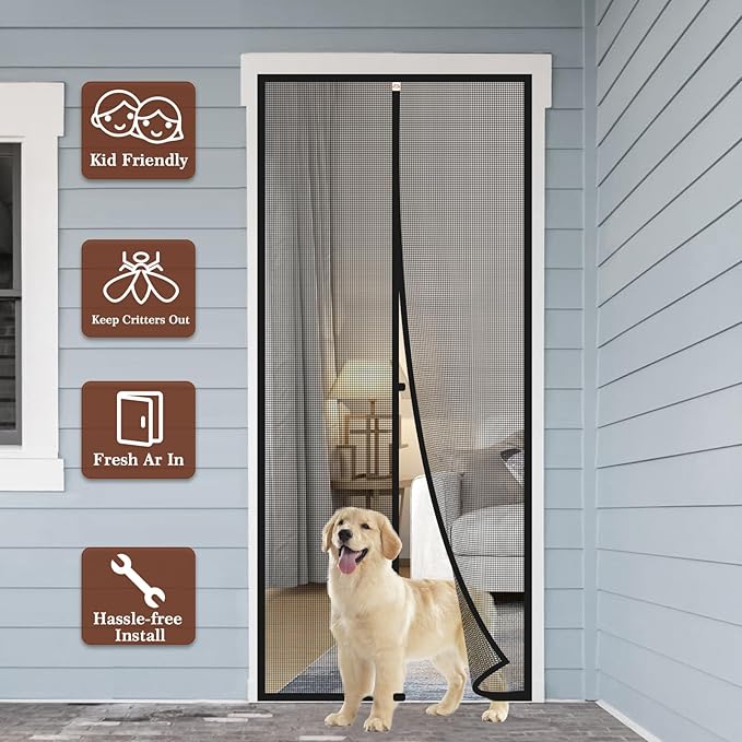 Yotache Custom Magnetic Screen Door, Anti-Tearing Reinforced Screens for Patio, Balcony, Front, Sliding Door