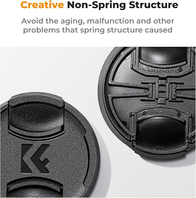 K&F Concept 62mm Lens Cap, 9-in-1 Center Pinch Lens Cover + Anti-Loss Keeper - Image 3