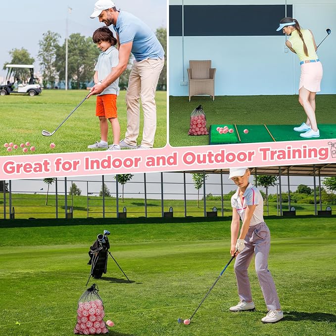80 Pack Practice Golf Balls Limited Flight 42 mm Golf Training Airflow Hollow Plastic Ball for Women Men Indoor Outdoor Driving Range Swing Practice Home