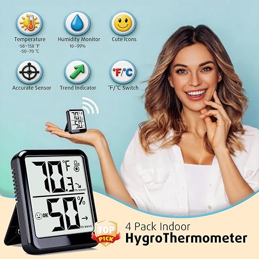 4-Pack Room Thermometer Indoor Hygrometer, Small Digital Temperature and - Image 3