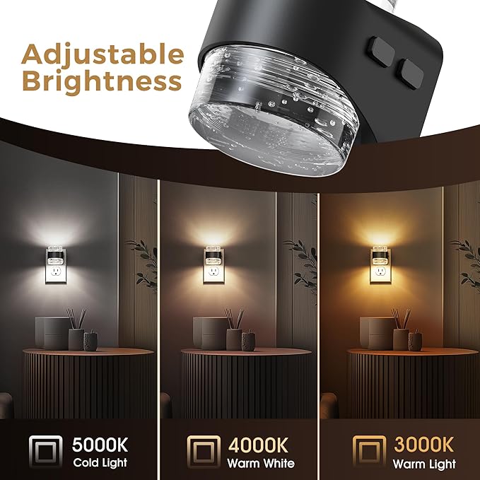 L LOHAS LED Night Light, Bubble Night Lights Plug into Wall,4 Pack 3000K/4000k/5000K Adjustable Color Temperature Night Light,Dimmable Nightlights with Dusk to Dawn Sensor for Rooms Bathroom Hallway