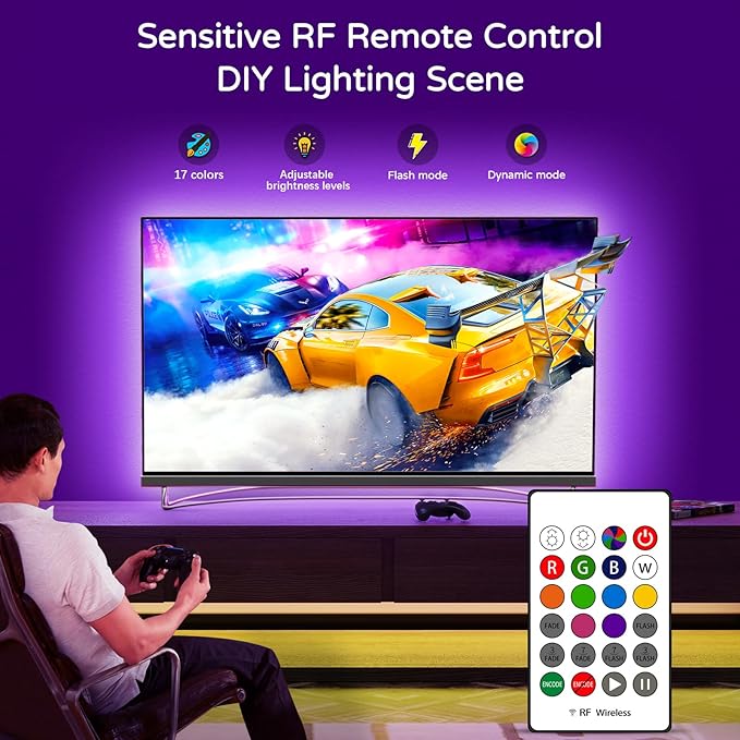 Led Lights for TV 82 85 86 90 95 Inches,21Ft TV Led Backlight for TV Home Theater Ambient Lighting Gaming Decor, Room Decor,Easy-Bending Design TV Lights, USB Powered TV Lights