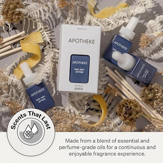 Pura Smart Home Plug-in Diffuser Refills by Apotheke, (Earl Grey) - Pura Fragrance Refills - Long-Lasting Aromatherapy Air Freshener Fragrance Products with Perfume-Grade Essential Oils