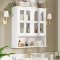 Modern Hanging Bathroom Cabinet, Sturdy Wooden Medicine Cabinet with Buffering Hinge & Anti-Scratch Door, Space-Saving Wall Mounted Over Toilet (Cross-Panel Door)