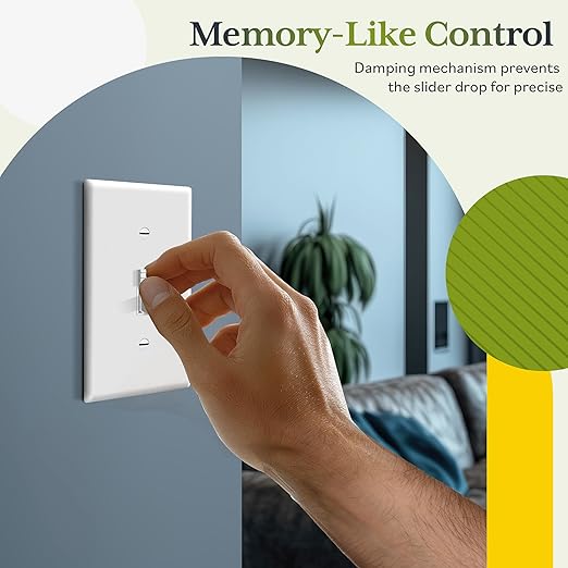TG Digital Toggle Dimmer Light Switch for Dimmable LED, CFL and Incandescent Light Bulbs, Single Pole/ 3-Way, Wall Plate Included, UL Listed, 2 Pack, White