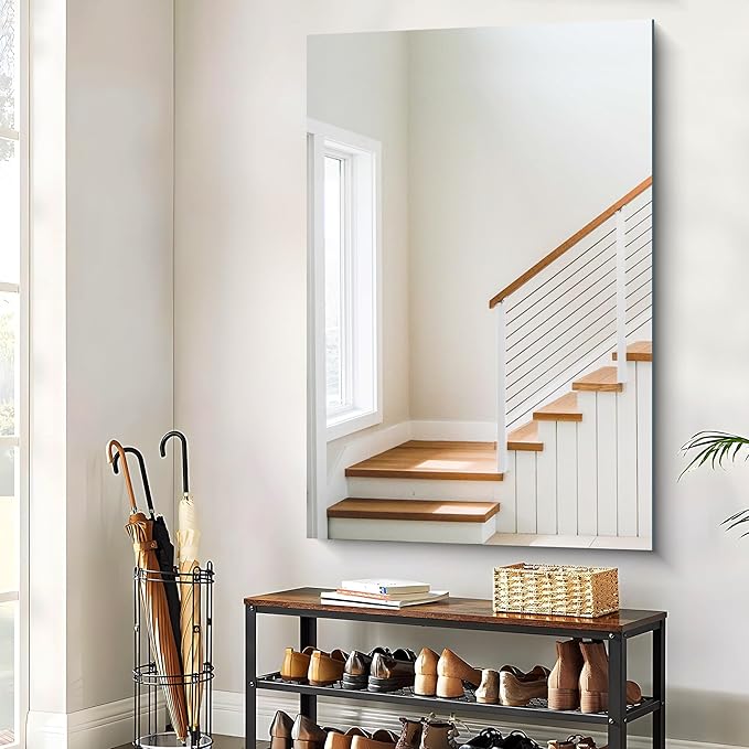 CILIBER Large Frameless Mirror, 55x36 Frameless Bathroom Mirrors for Over Sink, Upgraded Shatterproof Rectangular Wall Mirror for Bathroom,Bedroom,Living Room and Entryway