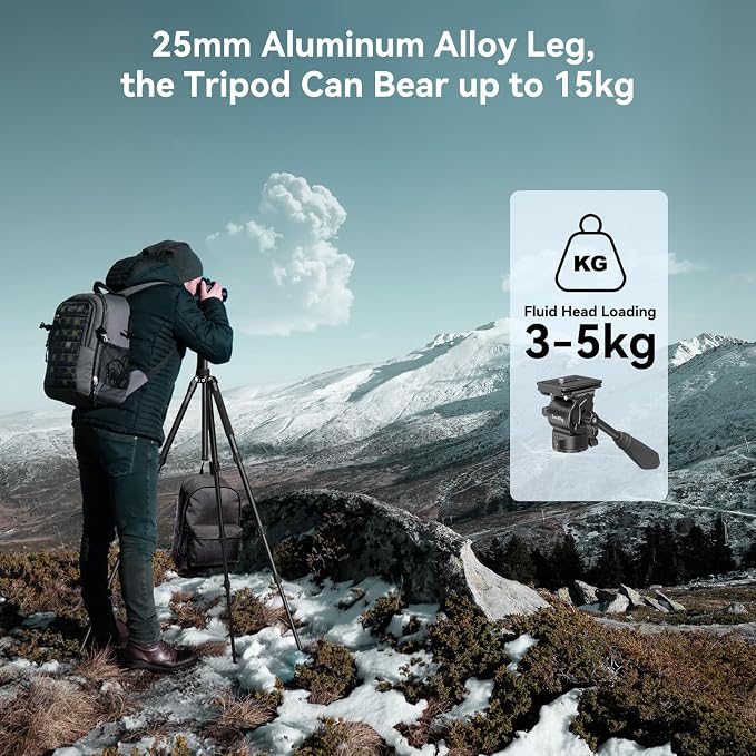 SmallRig CT180 Video Tripod, Aluminum Camera Tripod, 360° Panorama Fluid Head - Image 6