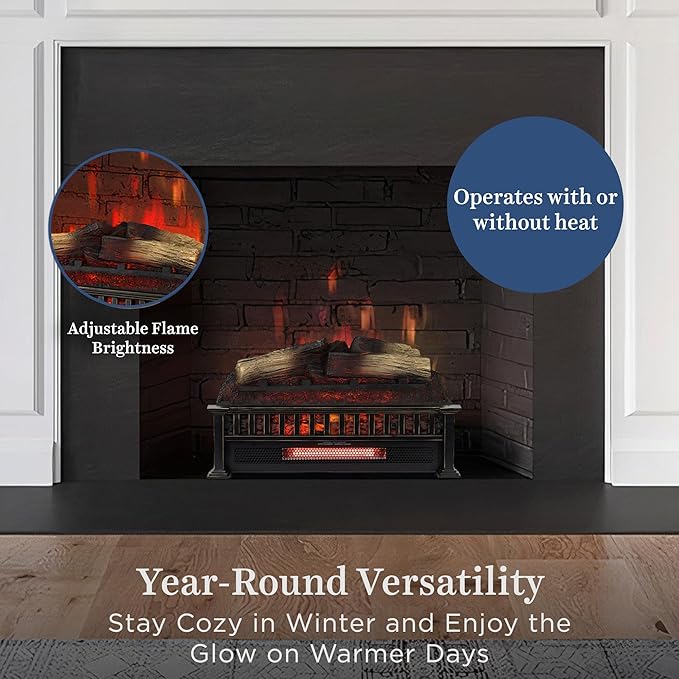 Country Living 23 inch Electric Log Set | Crackling Sound | 1000 Sq Ft Heater | Faux Logs Insert with Infrared Flames for Existing Fireplaces | Remote Control Included