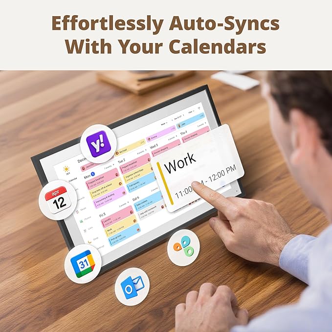 Digital Calender 15.6 Inch Smart Wall Calender, Touchscreen Electronic Calender Planner for 2025 Family Chore Chart Rewards and Schedules, Interactive Display, APP Access, Wall Mount or Stand