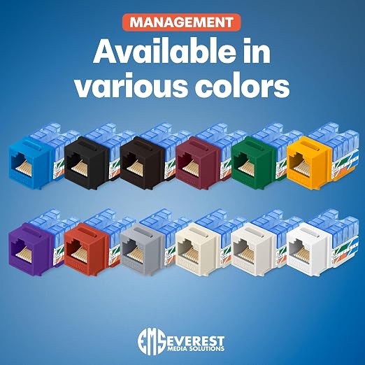 Everest 90° Angled RJ45 Cat5e Keystone Jacks 10-Pack in Orange - Image 7