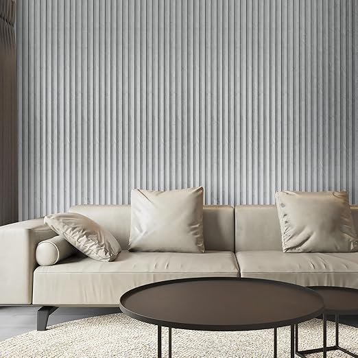 Art3d 8-Pack WPC Slat Wall Panel for Interior Wall Decor, Decorative Fluted Accent Wall Covering Panel for Living Room Bedroom TV Background Office, 96 x 6 Inch - Slate