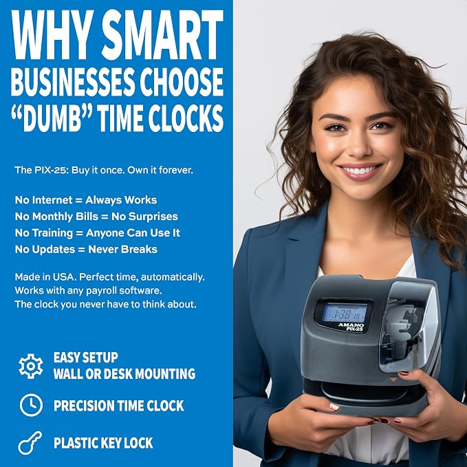 Amano PIX-25 Automatic Date & Time Stamp Machine, Digital Document Stamper - Image 2