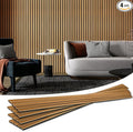 Art3d 4-Pack 94.5 x 7.9 inch Acoustic Wood Slat Wall Panels for Interior Decor, 3D Fluted Sound Absorbing Wood Paneling for Accent Wall Ceiling Kitchen Living Room Bedroom Office, Warm Teak