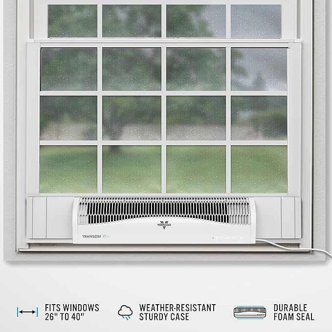 Vornado TRANSOM AE Window Fan Works with Alexa, 4 Speeds, Reversible Exhaust Mode, Weather Resistant Case, Whole Room,White