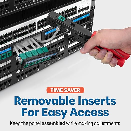 Everest 24 Port Keystone Patch Panel (4-Pack) - Removable 6-Port Panels - Use with Slim Profile Keystones ONLY (Wider Jacks May not fit Side by Side) - with Adjustable Rear Cable Management Bar