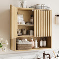 Smuxee Fluted Bathroom Cabinet Wall Mounted, Wooden Medicine Cabinet with Adjustable Shelf, Bathroom Cabinet for Bath Room, Living Room, Laundry Room