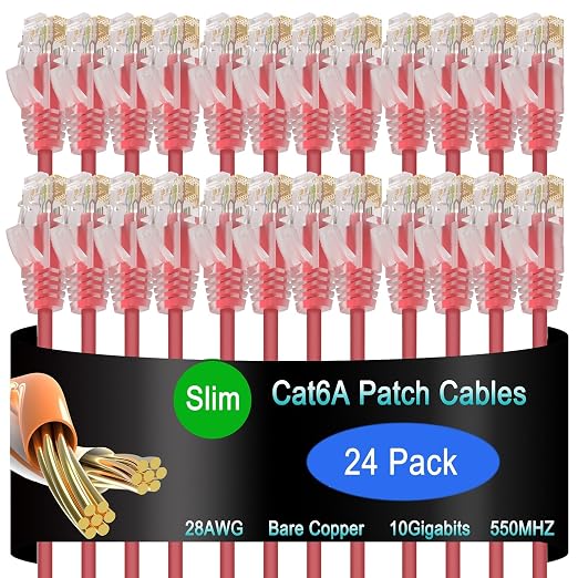 Cat6a Slim Ethernet Patch Cable 1 ft, Cat6a Patch Cable by Lysymixs