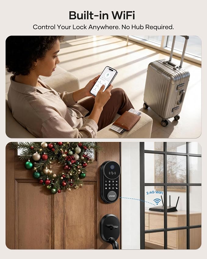 Smart Lock AH1, SMONET Fingerprint Keyless Entry Door Lock - Image 7