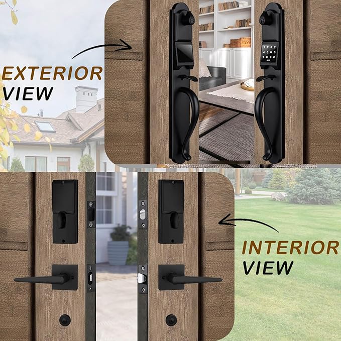 HISAFE (Left Hand) Keyless Entry Door Lock with Handle Sets, Electronic Smart Exterior Door Handleset with Keypad