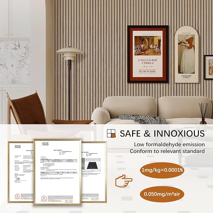 ARMURO Acoustic Wood Wall Panels, 2 PCS Slat Wall Panels - Walnut Veneer Soundproof Panels for Home & Office, 94.5" Extra-Long Easy Peel & Stick Panels for Walls (11.8"W x 94.5"L)