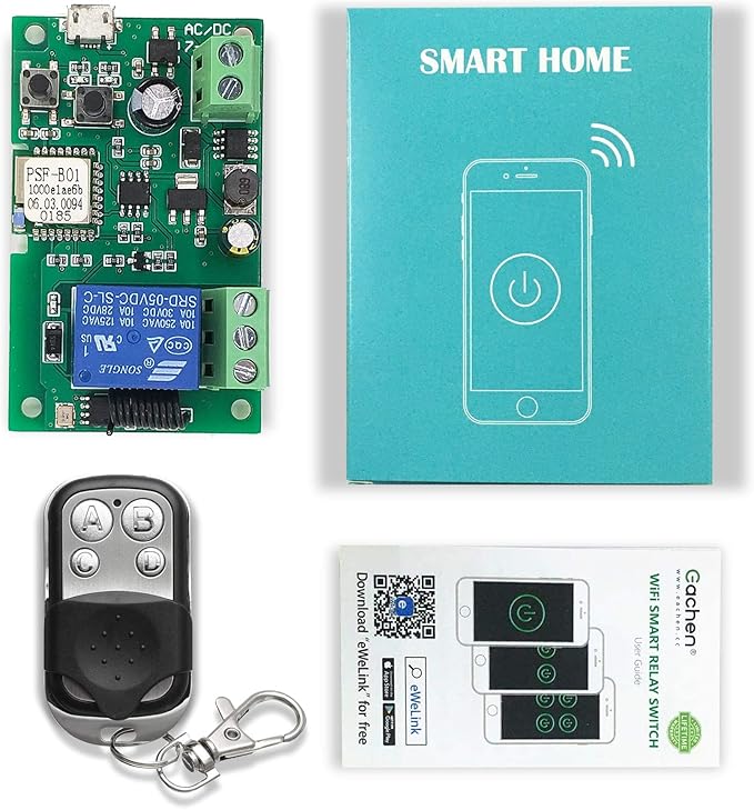 Newgoal 1-Channel Ewelink App Remote Control WiFi Wireless Switch Relay, self-Locking, Interlock Mode, with 433RF Remote Control, Used to Access and Control Smart Garage Doors