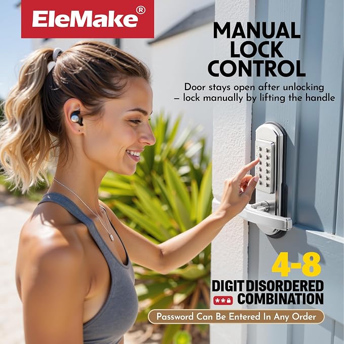 Keypad Door Lock, Keyless Entry Door Lock Mechanical Lock - Image 5