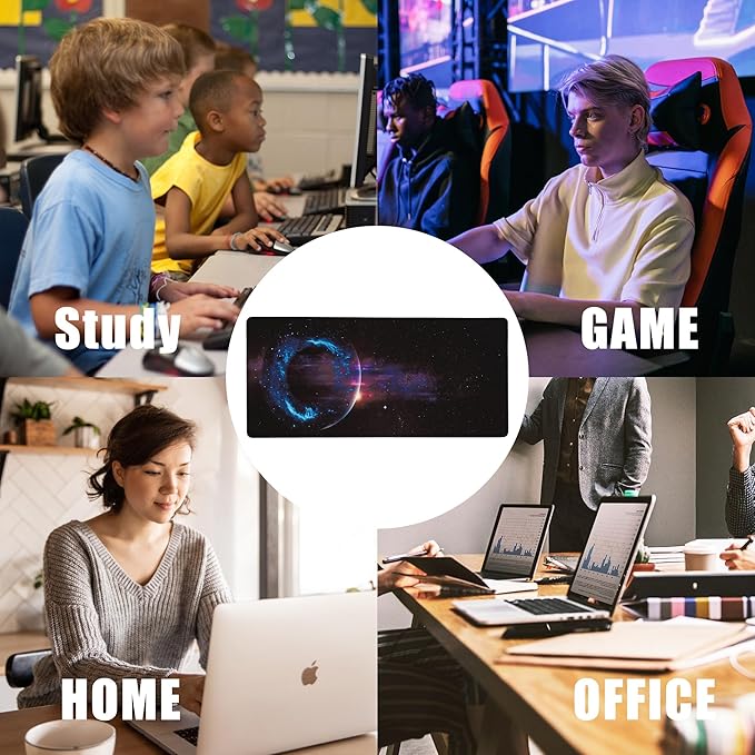 EOBKLAX Mouse Pad,Abstract Space Desk Mat for Desktop,Desk Pad with Non-Slip Base and Stitched Edge,Extended Mousepad for Office and Home 35.4X15.7 Inch