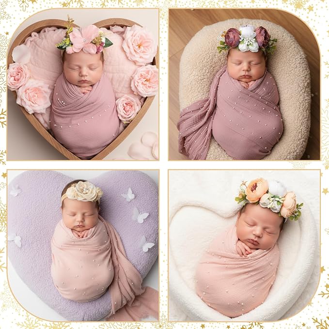 7 Pcs Baby Photoshoot Props Wrap Kit 3 Pieces Newborn Photography Props 4 - Image 5