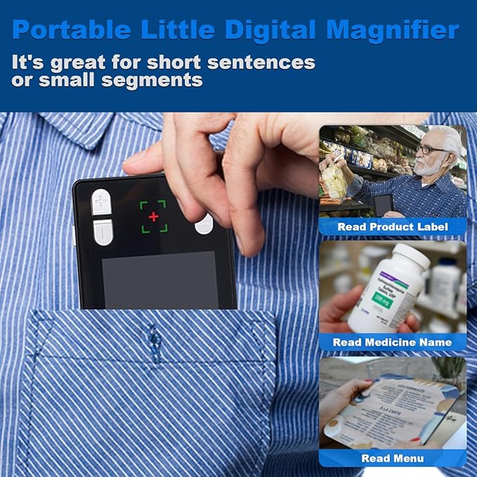 3.5 Inch Digital Magnifier, 2X-32X Times Zoom Portable Video Magnifier for Visually Impaired, Low Vision, Color Blindness, Amblyopia