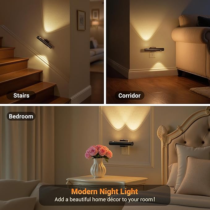 JandCase LED Night Light, Modern Night Lights Plug into Wall, Soft White 3000K,0-100LM Adjustable Brightness with Dusk-to-Dawn Sensor, Dimmable Night Lights for Bathroom, Hallway, Bedroom,Stairway