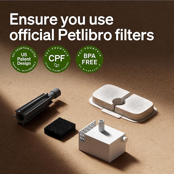 PETLIBRO Replacement Filters for Dockstream Cat Water Fountain PLWF106/PLWF116/PLWF115/PLWF105/PLWF005, 4 Months Set of Replacement Filters for Ultra Quiet Cat Fountain, 8 Count for Pet Water Fountain