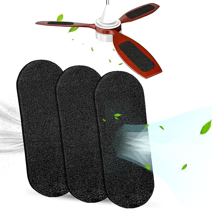 Kuenst Ceiling Fan Filters for Blades，Activated Coconut Carbon Ceiling Fan Filter Accessories Dust Catcher Fits All Ceiling Fans，Black，9.84in*3.54in