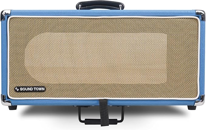 Sound Town Vintage 4U Amp Rack Case, 12.5" Depth with Rubber Feet, Dust Cover, Kickstand, Beau Blue (STVRC-4BL)