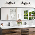 Bathroom Mirror, 60 x 24 inch Metal Framed Black Rectangle Mirror, Rounded Corner Rectangular Vanity Mirror, Large Wall Mounted Mirror for Modern Bedroom Living Room Horizontal or Vertical
