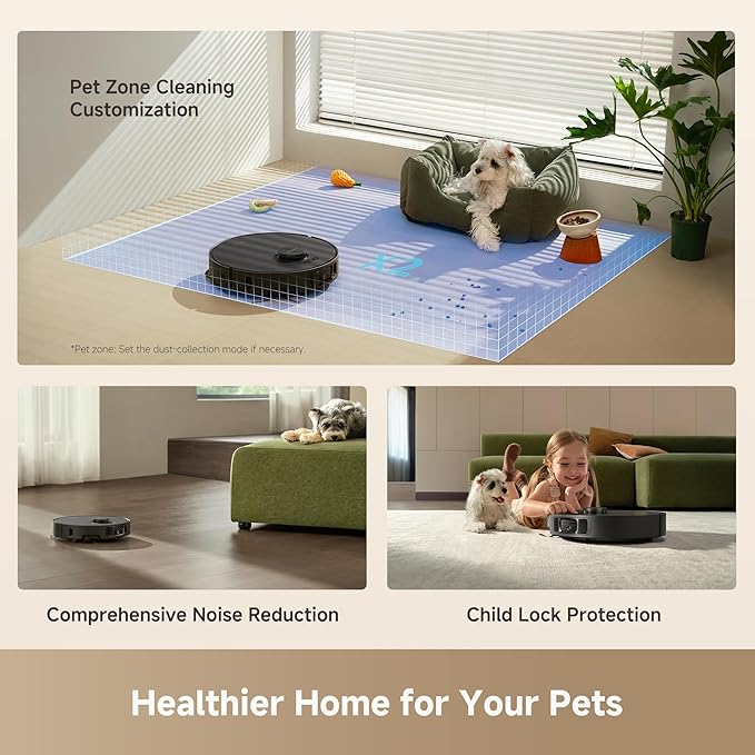 DREAME L40 Ultra Gen 2 Robot Vacuum and Mop with 25,000Pa Suction, Extendable Side Brush and Mop, All-in-One Self-Emptying & Cleaning Dock, Voice & App Control, Black