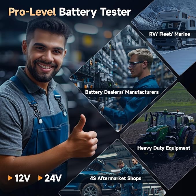 Car Battery Tester 24V 12V Load Tester, FOXWELL BT705 Plus 100-2000CCA Automotive Alternator Tester Digital Cranking Charging System Tester for Car Truck Marine ATV, Upgraded of BT705