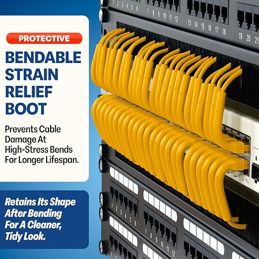 Everest Ultra Slim Cat6a Ethernet Patch Cables 1ft Yellow - Image 3