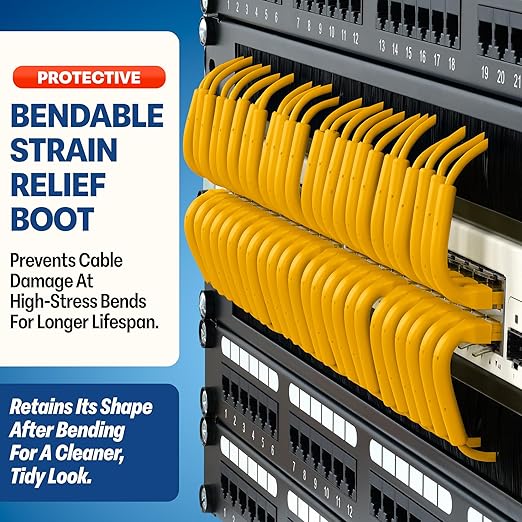 Everest Ultra Slim Cat6a Ethernet Patch Cables 6ft Yellow - Image 3