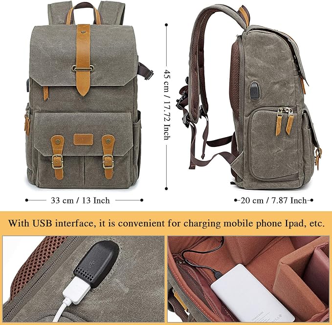 UBAYMAX Camera Backpack DSLR SLR Canvas Camera Bags Waterproof Camera Rucksack - Image 3