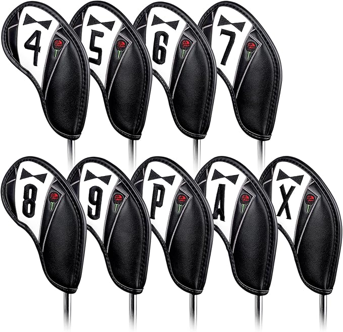 The Golf Father Golf Club Covers, Driver Fairway Hybrid Headcover, Funny Putter Cover Magnetic, Black & White Color Iron Covers,Golf Gifts for Men